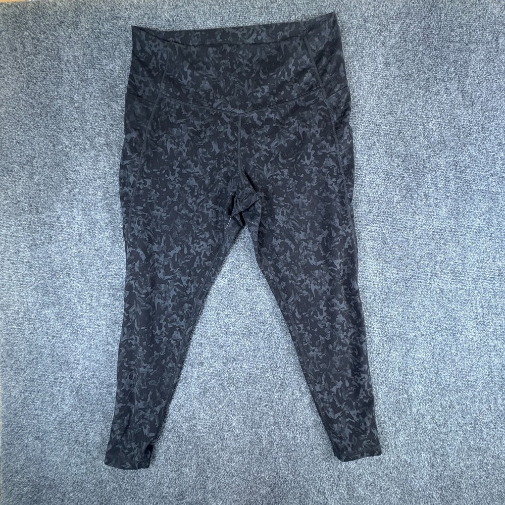 Danskin Contour Bonded Leggings Womens 31x24 Black Gray Camo Stretch Pocket Yoga